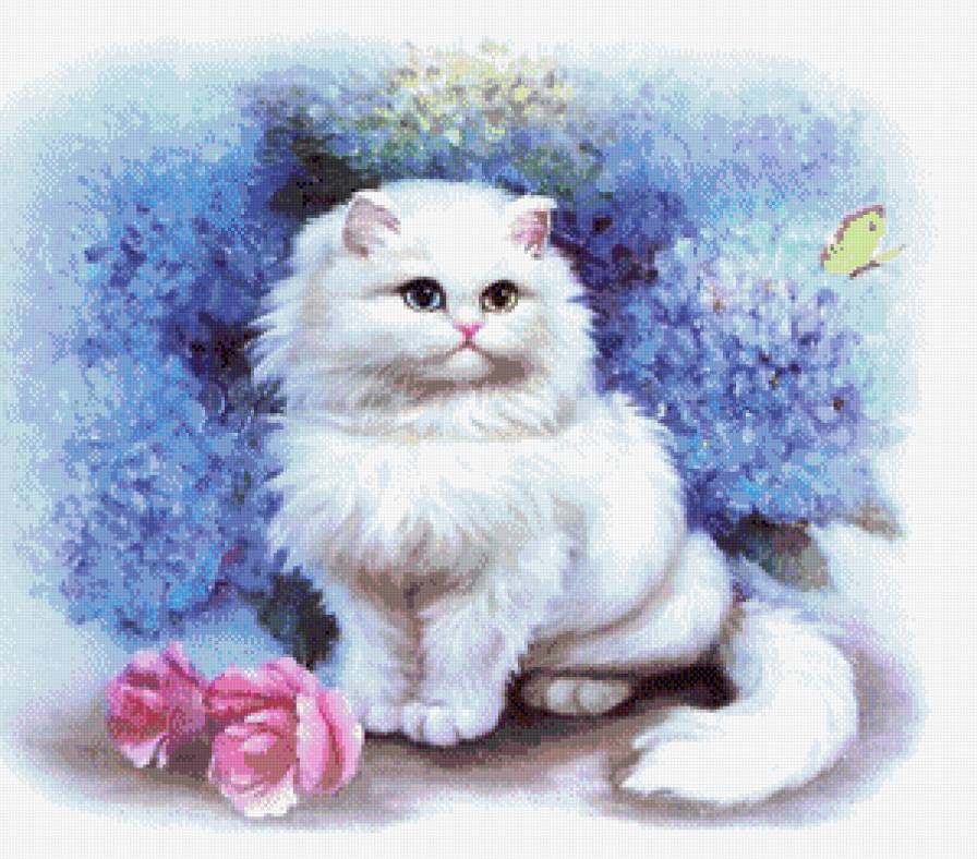 киса в цветах - предпросмотр