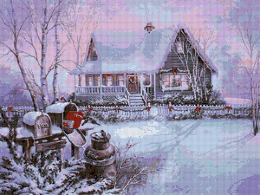 новогодняя почта - дом, зима, лес, деревья, пейзаж - предпросмотр