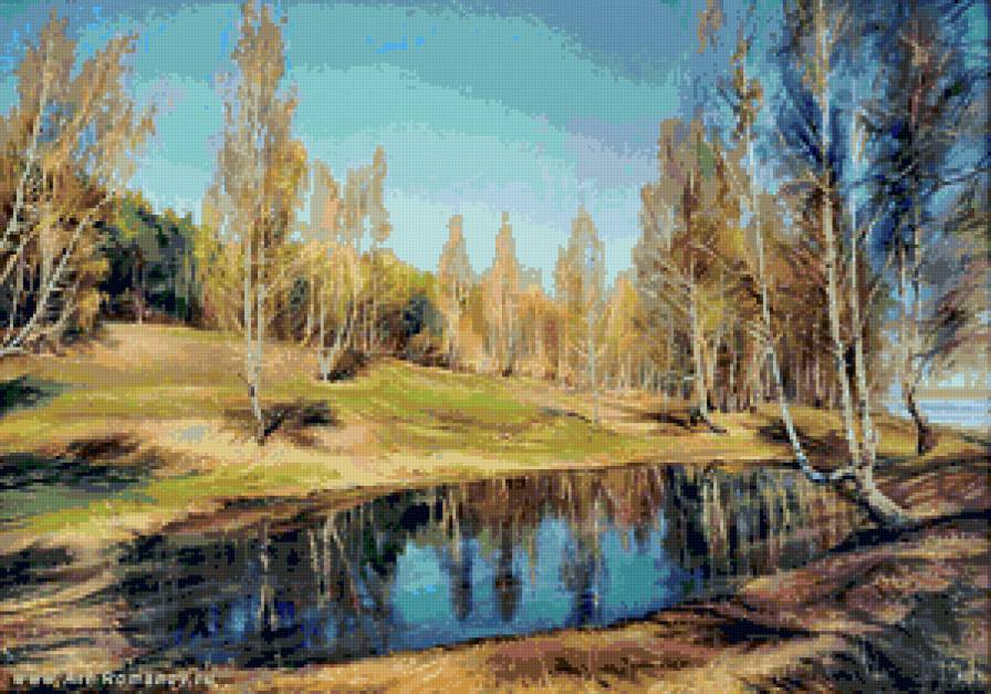 осень - лес, пейзаж, река, осень, дерево - предпросмотр