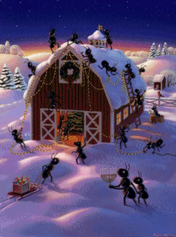 Christmas Decorator Ants - рождество, зима, художник robin moline - предпросмотр