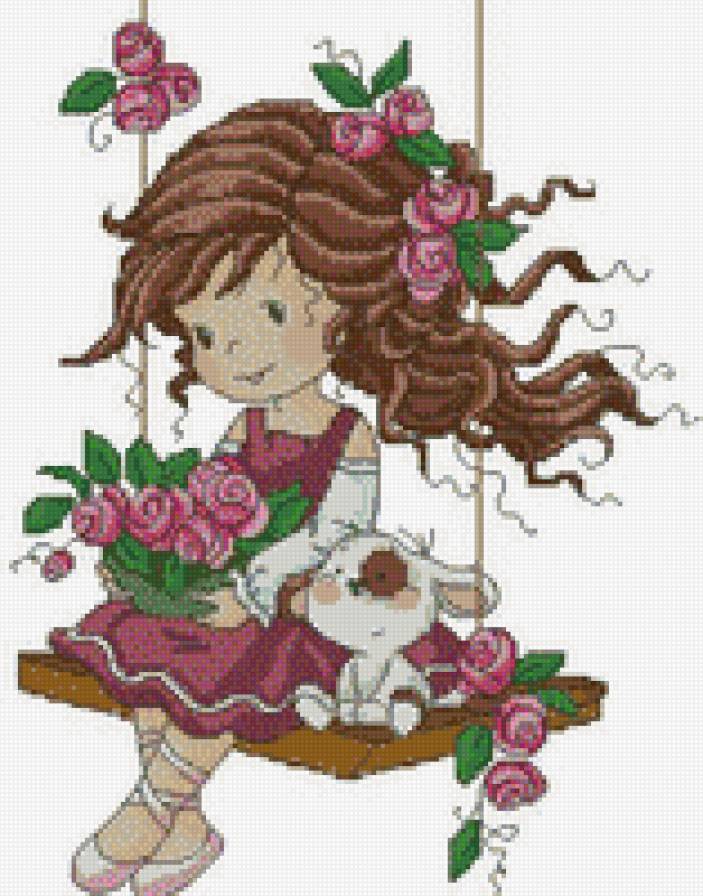 девочка с розами - розы, девочка, очарование - предпросмотр