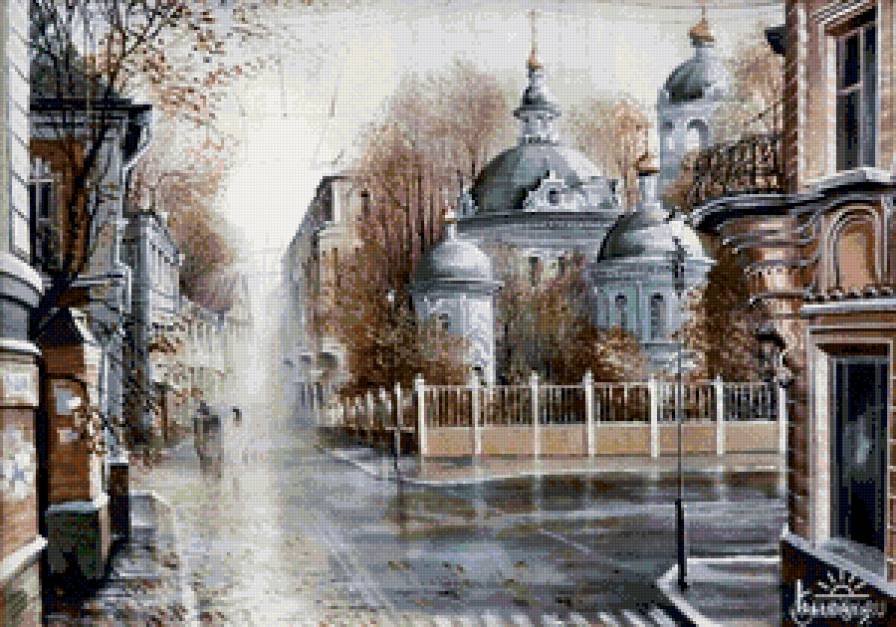 Дождливый день - городской пейзаж - предпросмотр