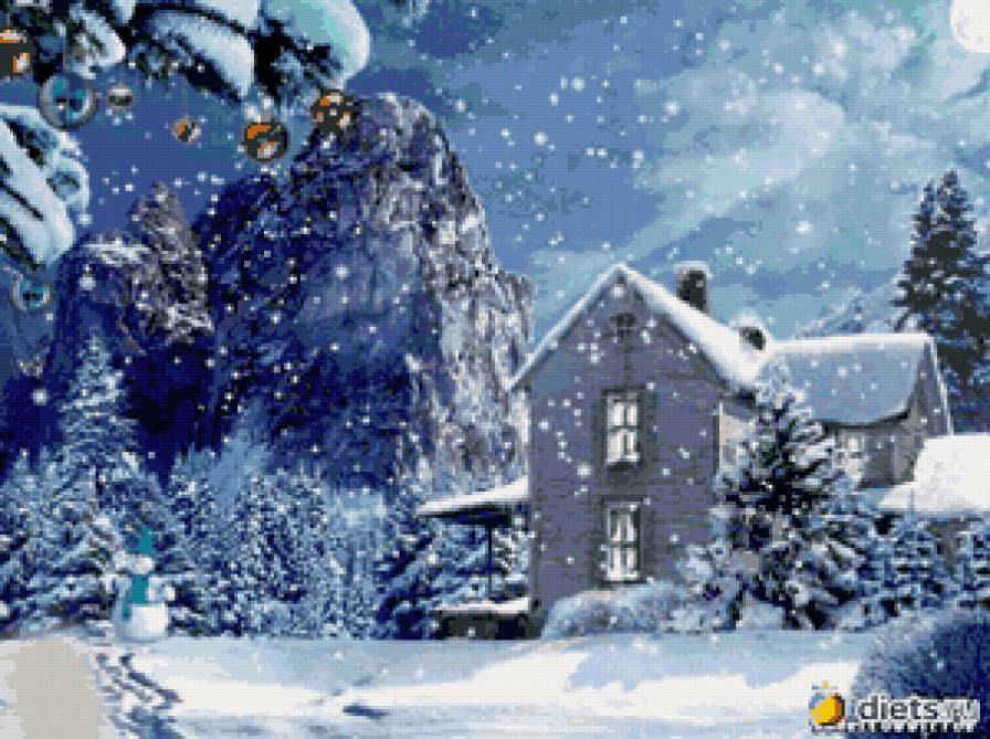 ожидание нового года - новый год, зима, дом, лес, пейзаж, деревья - предпросмотр