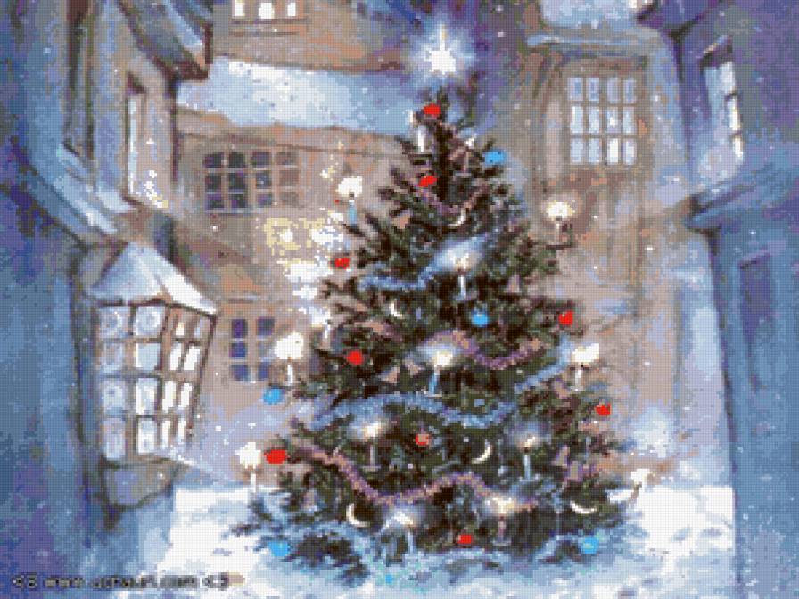 новогодний двор - новый год, зима, праздник - предпросмотр