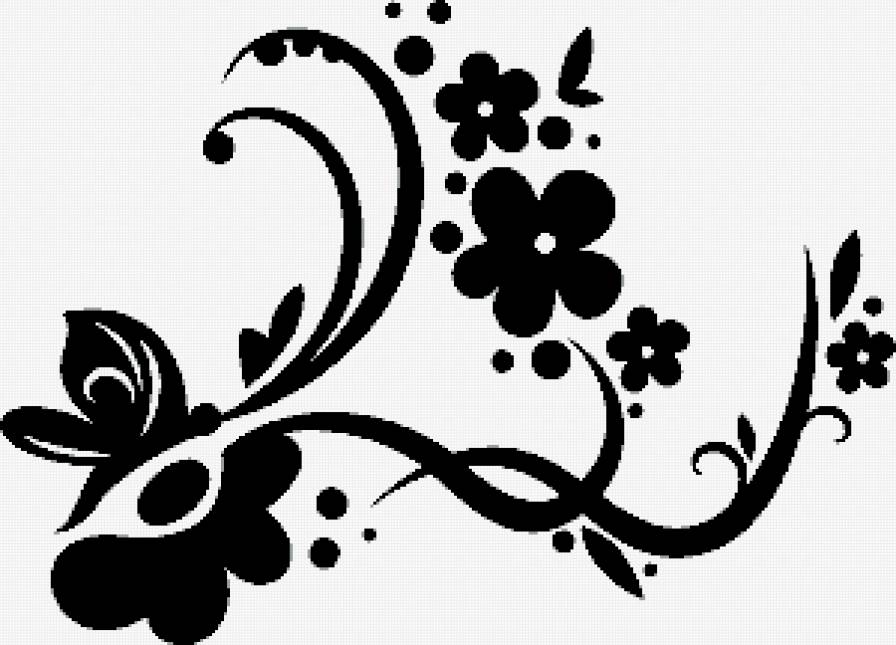 коврик - черно белый цветок - предпросмотр
