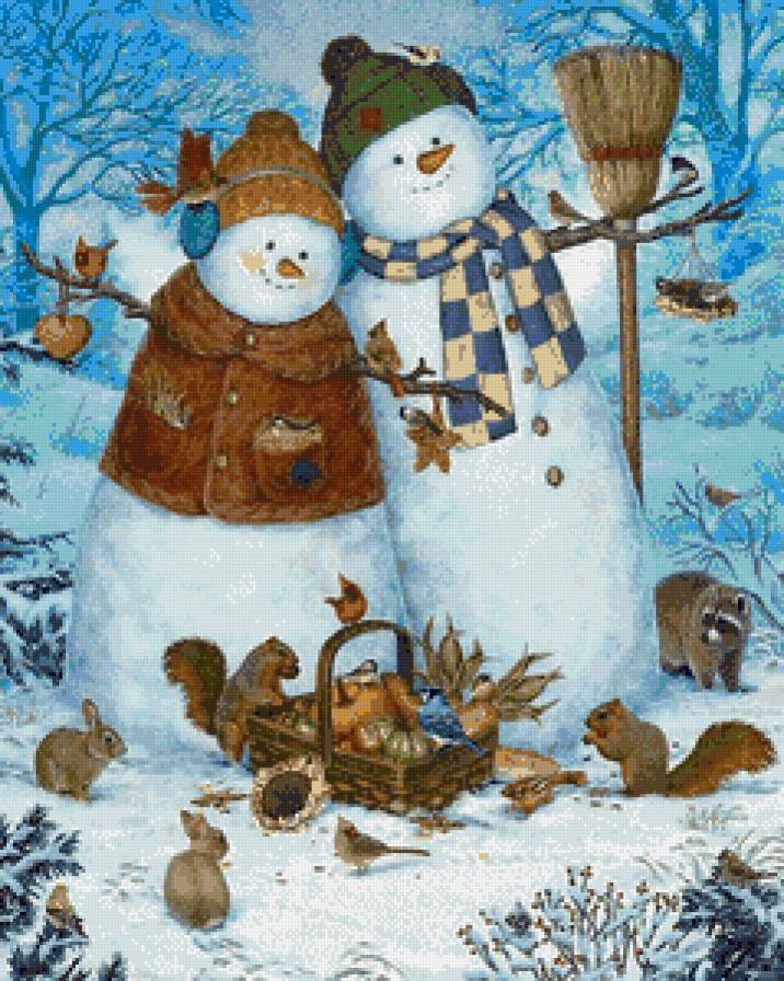 снеговики Elizabeth Goodrick-Dillon - зима, новый год, праздник - предпросмотр