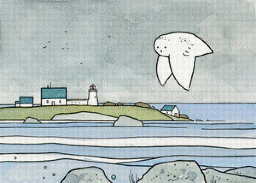 Сова - маяк, море, сова - предпросмотр