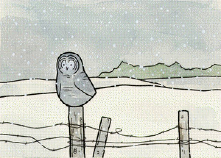 сова2 - снег, зима, сова - предпросмотр
