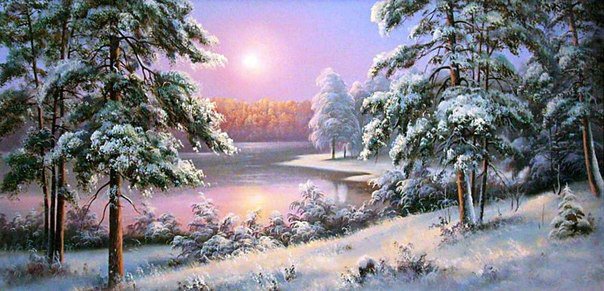 зимний пейзаж - картина, пейзаж, природа - оригинал