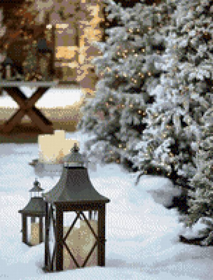 зимний фонарик - вечер, снег, фонарь, зима - предпросмотр