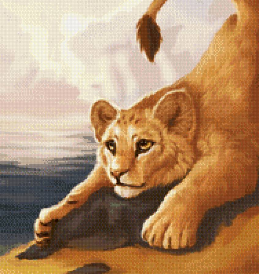 львенок - животные, хищники, картина, лев, львы, кошки - предпросмотр