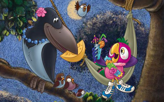 кеша - детям, детская, мультик, ворона, птицы, попугай, детское, ночь - оригинал