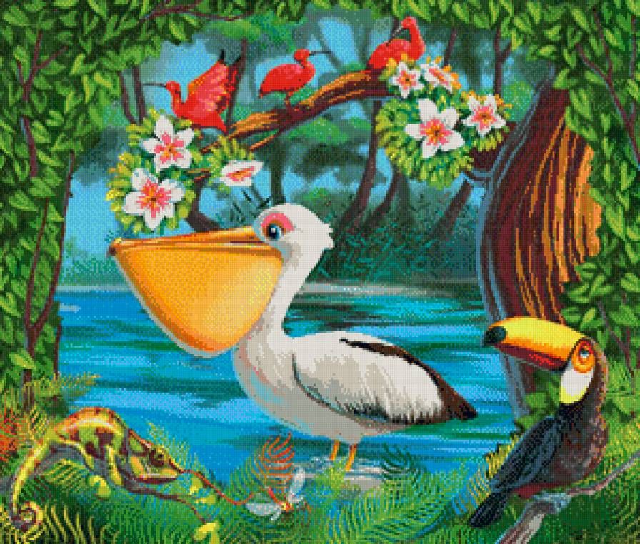 пеликан - природа, птицы, хомелион, какаду, джунгли - предпросмотр