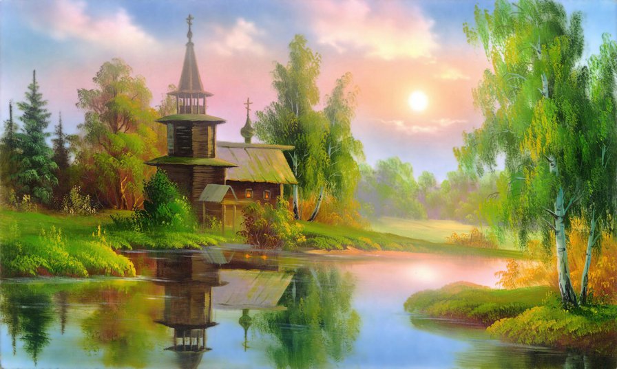одинлка церквушка - пейзаж церква - оригинал