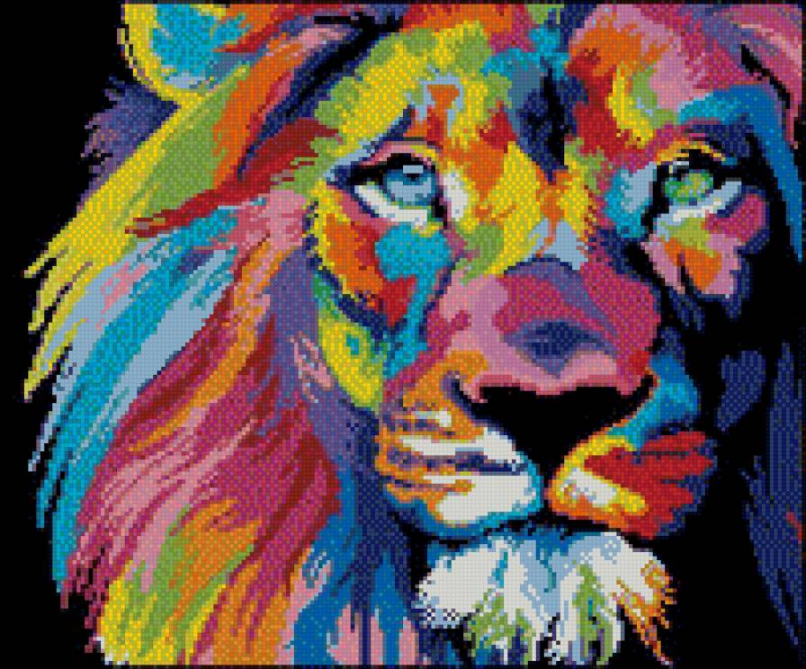 цветной лев - животное, лев, хищник - предпросмотр