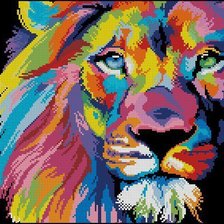 Схема вышивки «цветной лев»