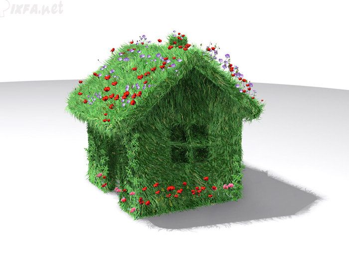 домик - растения, дом - оригинал