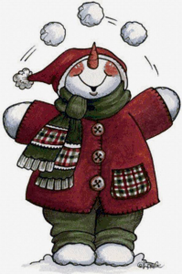 Снеговик жонглер - снег, снеговик, зима - предпросмотр