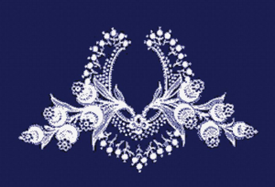 Кружева - контурная, монохром, орнамент - предпросмотр