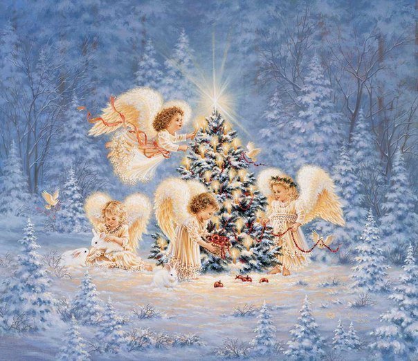 Рождественские ангелы - праздник, зима, ангел, снег - оригинал