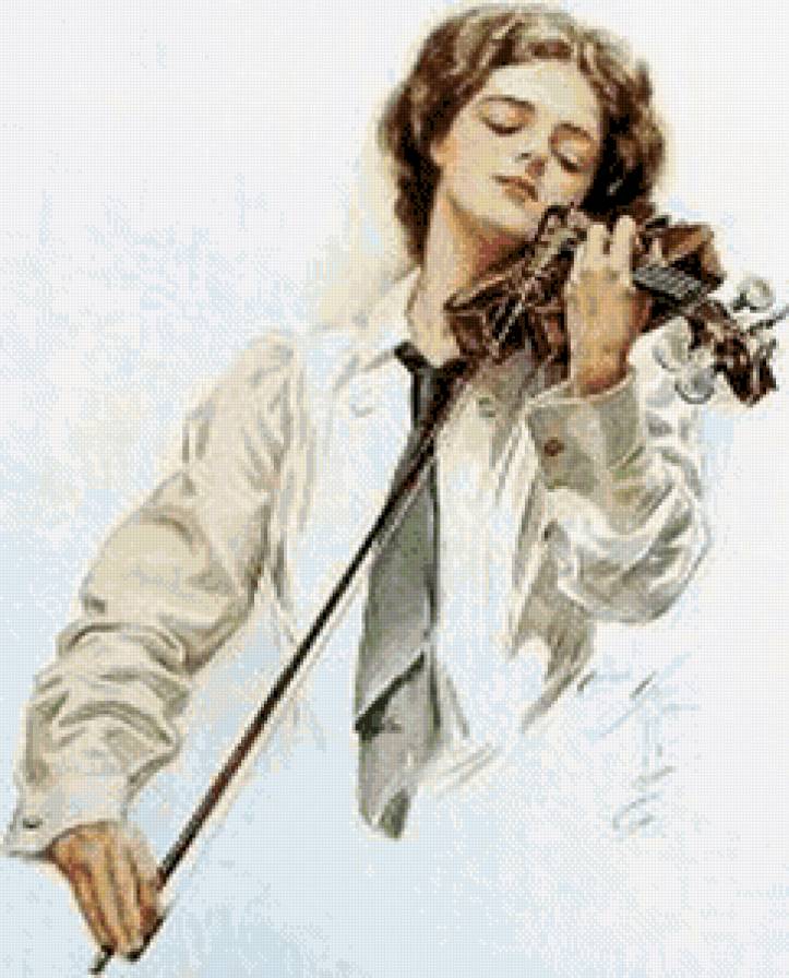 Музыкант - харрисон фишер, портрет, скрипка, ретро - предпросмотр