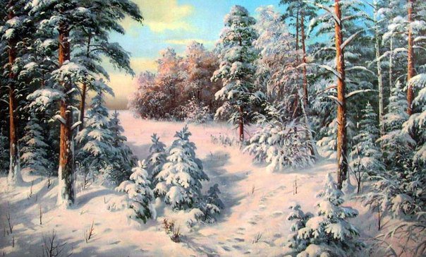 зимний пейзаж - пейзаж, природа, картина - оригинал