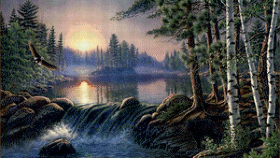 ночной водопад - предпросмотр