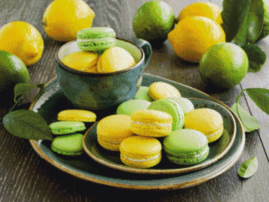 Лимончелло - лимон, лайм, макаруны, вкусно - предпросмотр