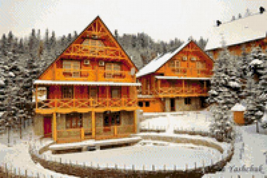 домик - дом, зима, пейзаж - предпросмотр