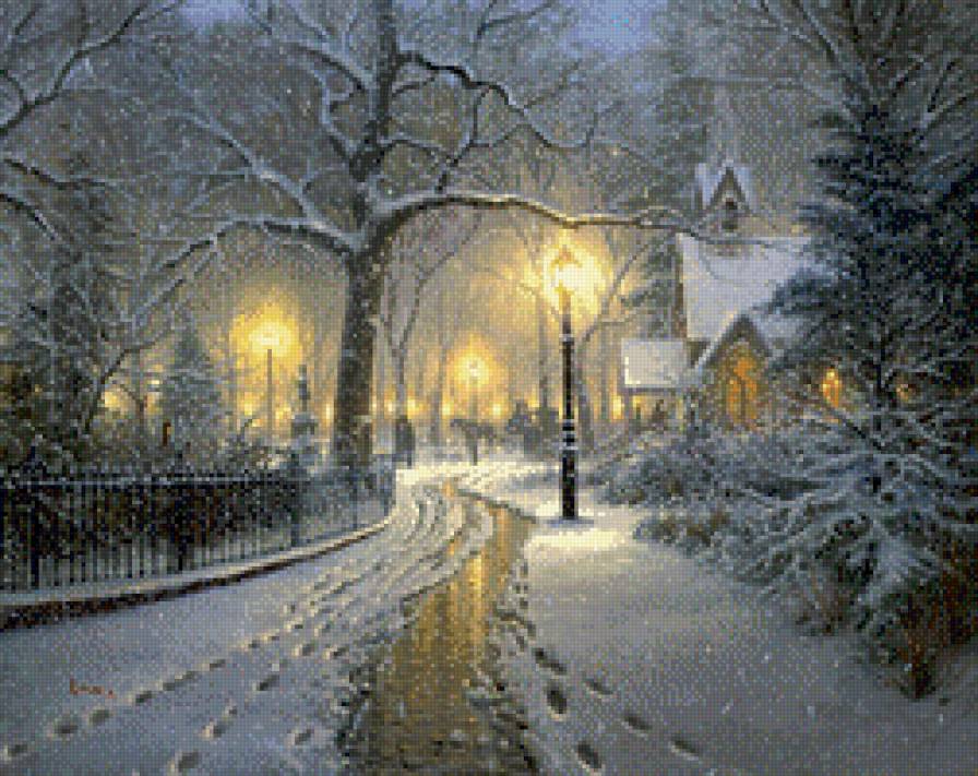 Зимняя дорога - зима, дорога, фонарь - предпросмотр