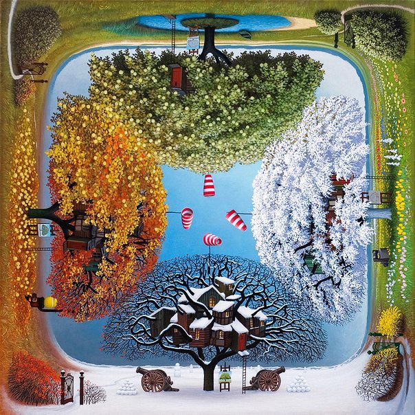 4 сезона - природа, картина, пейзаж - оригинал