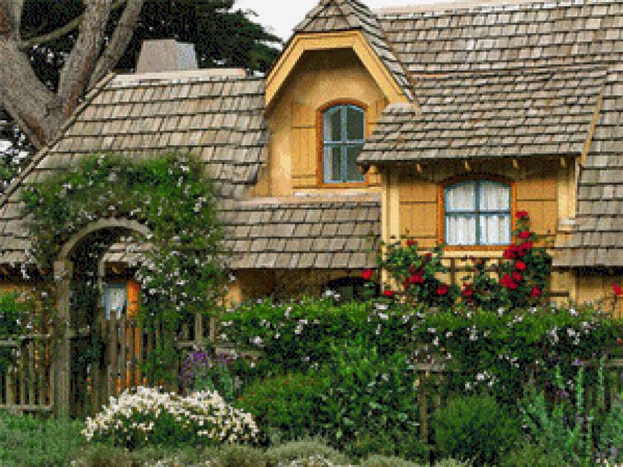 cottage con arco de flores - предпросмотр