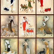 Схема вышивки «damas paseando a sus perros»