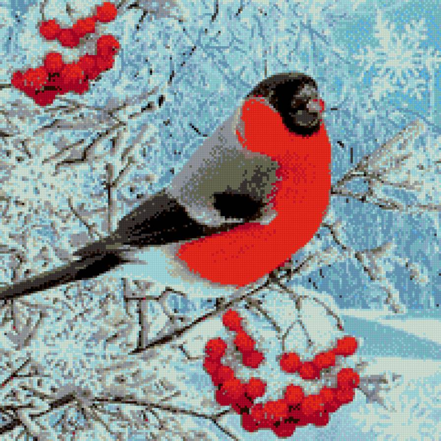 снегирь - рябина, снегирь, зима - предпросмотр