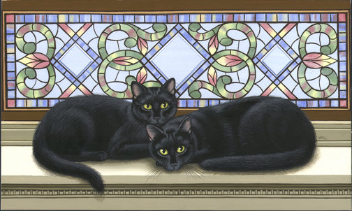 dos gatos en el alfeizar - оригинал