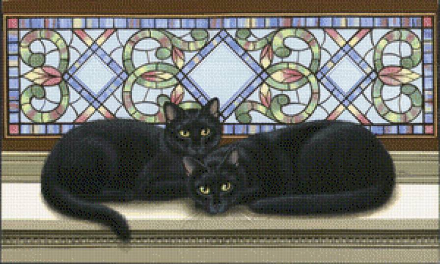 dos gatos en el alfeizar - предпросмотр