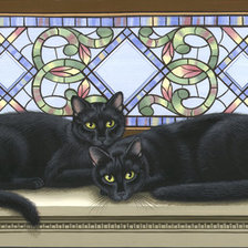 Схема вышивки «dos gatos en el alfeizar»