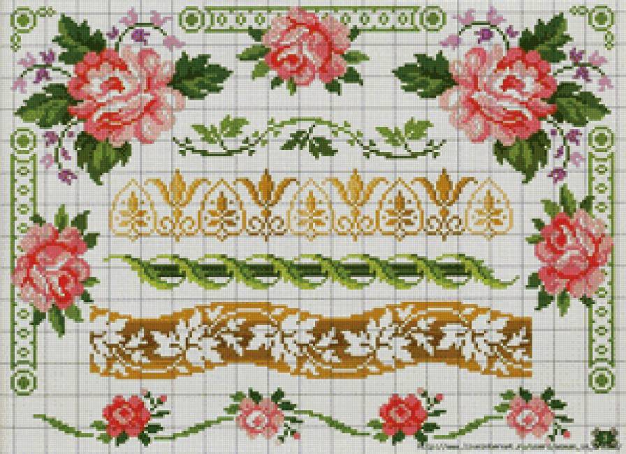 Розы - салфетки, уголки, скатерть - предпросмотр