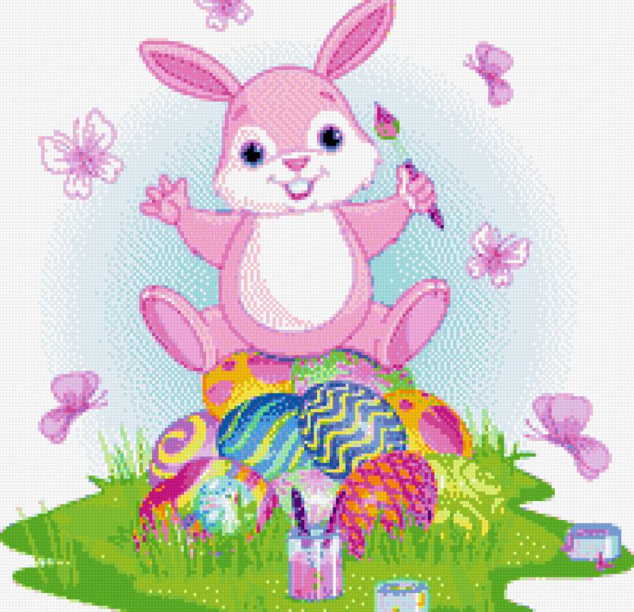 Пасхальный кролик - крестик, кролик, пасха - предпросмотр