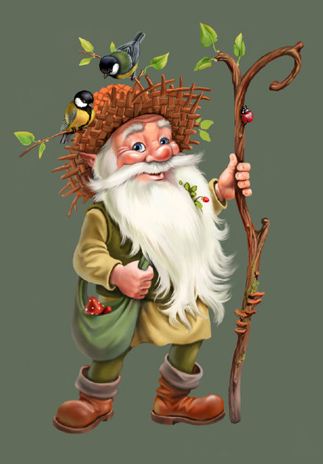 гномик - детям, лес, гномы, детское, природа, детская, птицы, сказка - оригинал