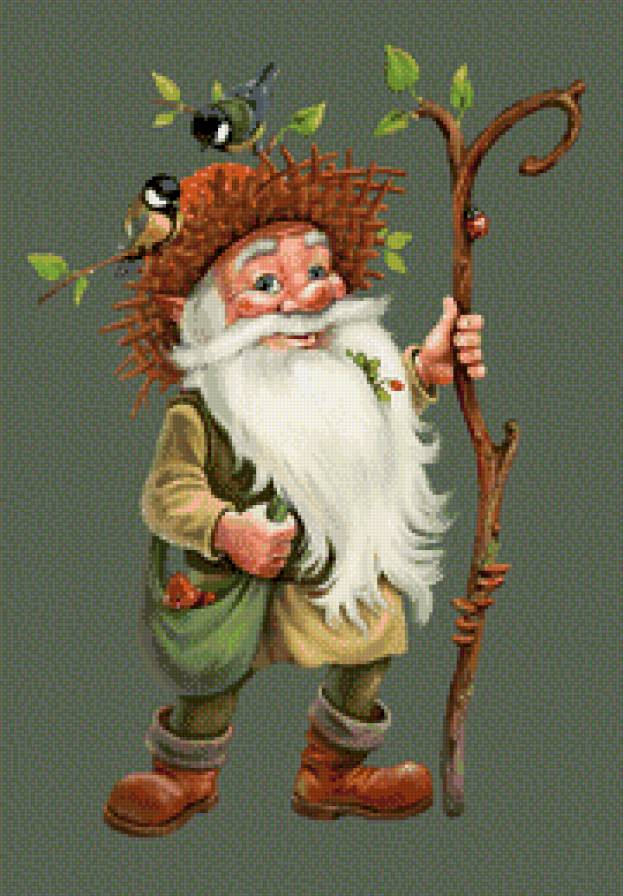 гномик - детское, гномы, лес, сказка, детская, птицы, природа, детям - предпросмотр