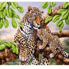 Оригинал схемы вышивки «Леопард с малышом» (№810788)