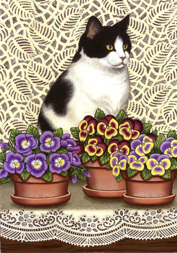 gato con 3  macetas - оригинал