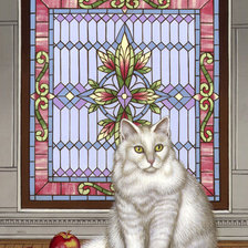 Схема вышивки «gato con tres manzanas»