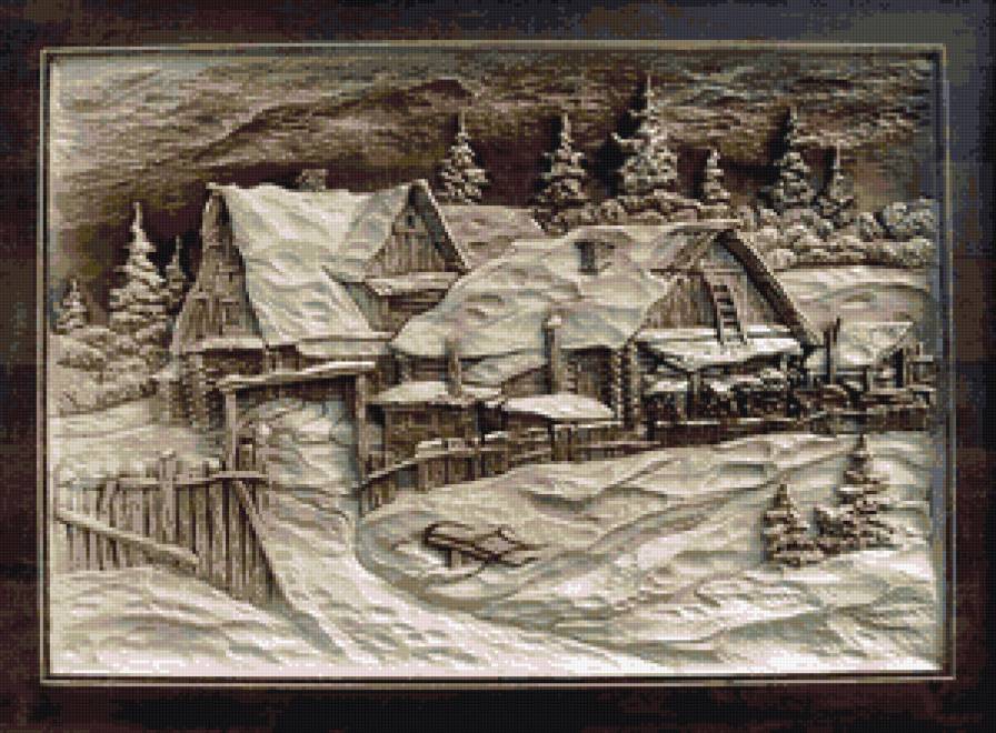 деревня зимой - зима - предпросмотр