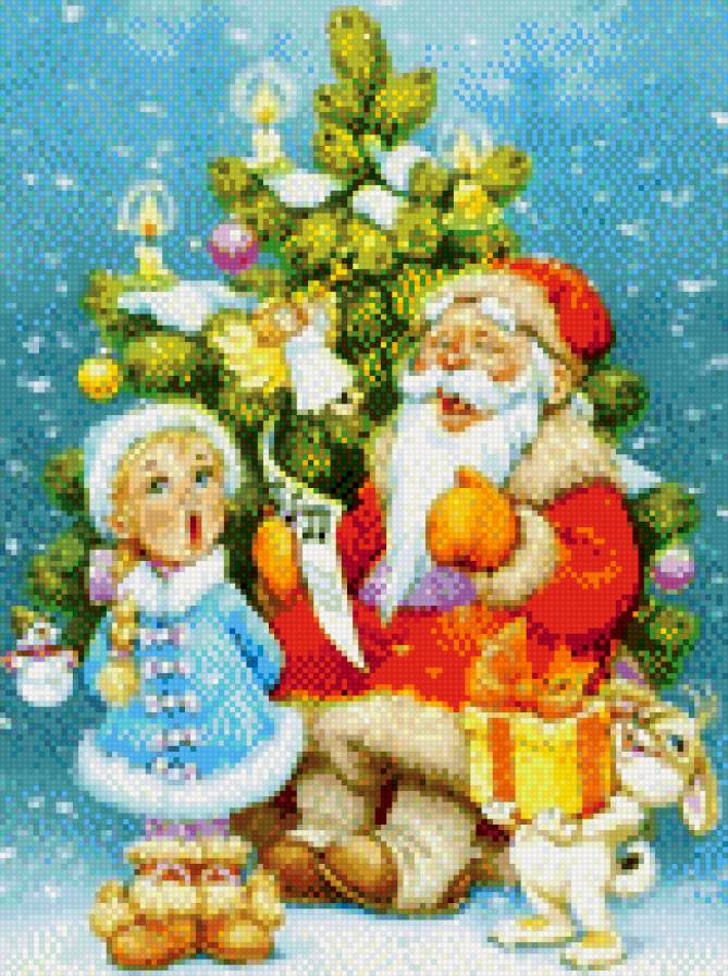 новый год - дед мороз, снегурочка, новы год, зайчик, елка - предпросмотр