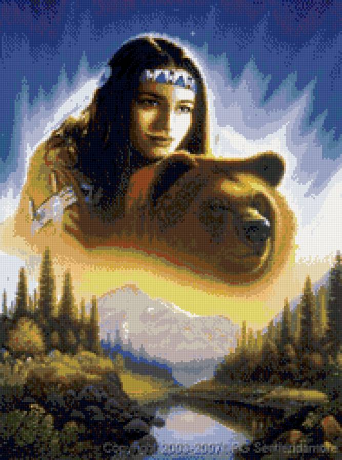 северная америка - индейцы, медведь - предпросмотр