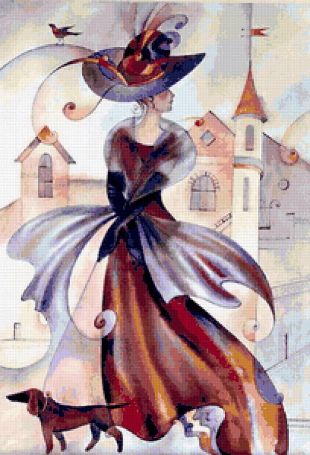 дама с таксой - собака, дама, такса - оригинал