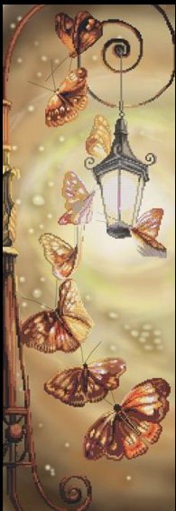 бабочки и фонарь - лето, бабочки, романтика, фонарь - оригинал