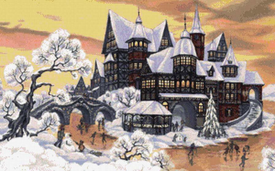 Сказочная зима - рисунок, акварель, живопись - предпросмотр
